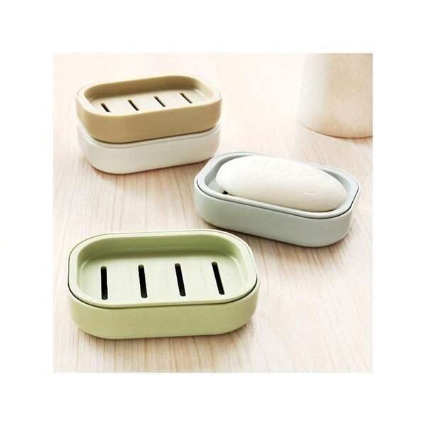 1pc Double Layer Drain Soap Box - Plastic Soap Dish Easy To Clean For Bathroom And Toilet Storage
