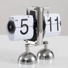 Reloj de escritorio vintage con volteo, reloj digital con volteo, reloj mecánico, reloj de volteo automático para escritorio, reloj de mesa operado por engranajes internos con batería para decoración de oficina y hogar, reloj de escritorio con volteo, decoración del hogar, decoración de la habitación, regalos, reloj despertador para dormitorio, decoración de dormitorio, regreso a la escuela, decoración escolar