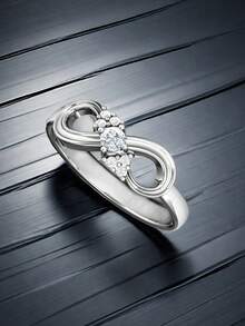 1個極簡風格圓環形鋯石裝飾戒指,適用於日常及優雅場合,是一個很好的禮物選擇 - 八字形1564 - 查看 11