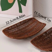 1 件家用手工編織藤製零食托盤 - 棕色 - 查看 17
