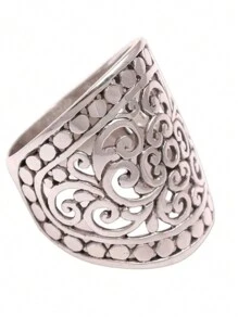 Vintage Wide Band Ring Carved Flower On The Surface Suitable For Men And Women Match Daily Outfits Just Pick A Appropriate Size