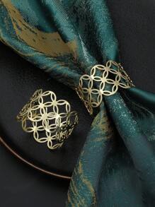 6 Stücke Einfache Und Schöne Metall Cut Out Kleine Kupfermünzen Serviettenringe, Geeignet Für Festivalfeier, Familienessen, Gästeempfangstischdekoration - Gold - Übersicht 1