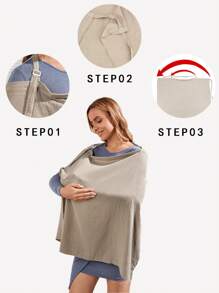 1 pieza [Oeko-Tex] Blusa de lactancia plegada en color caqui, tela suave y transpirable para madres lactantes