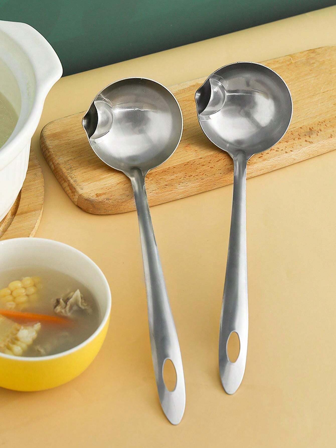 Stainless Steel Oil Filter Spoon, OilSeparating Ladle, Skimming Spoon