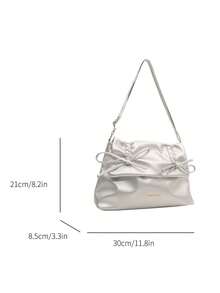 Nơ Ballet Phong cách Nách Cái túi Đối với phụ nữ , Dung lượng lớn Túi tote Đối với Commute , Vai & Túi đeo chéo , 2024 Hàng mới đến - Bạc - Xem 13