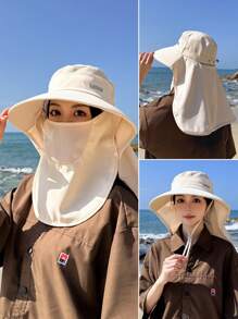 JOYLORD 1pc Ladies' Fashionable Sun Hat With Wide Brim & Shawl & Ponytail Hole For Spring/Summer - Multicolor - View 2