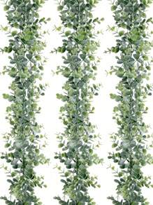 1 pièce/2 pièces/3 pièces, 70,86 pouces/5,9 pieds Décoration de maison Vignes de table artificielles, Couronne de fleurs d'eucalyptus vert avec feuilles d'eucalyptus dollar d'argent et couronne de fleurs de souffle de bébé. Fleurs et vignes artificielles en plastique. Saint-Valentin, Cadeau