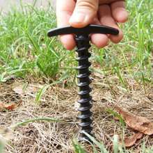 5/10pcs Outdoor Camping Pegs & Screw Stakes - Perfect For Hiking Tent Pins! - Black - View 7