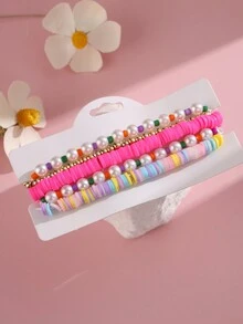 1套波西米亞風格珠子粉色手鍊套裝 - 彩色 - 查看 7