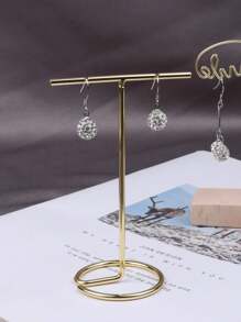 1 件金属框架圆形珠宝展示架，扁平戒指耳环展示架，用于商品、直播和摄影返校 - 金色 - 查看 5