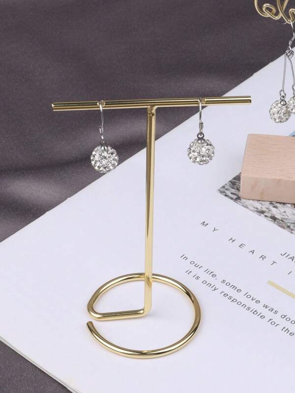 1 pièce Support d'affichage de bijoux rond avec cadre en métal, étagère d'affichage de boucles d'oreilles plates pour la marchandise, la diffusion en direct et la photographie de retour à l'école