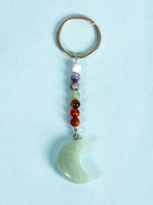 1 Miếng Tinh thể tự nhiên Mặt trăng Chạm khắc Với Bảy Chữa bệnh Móc chìa khóa , Thích hợp Đối với Hằng ngày Mang - móc khóa - Xem 12