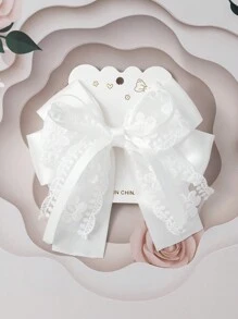 1 Set Delicate Lace Romantic Hair Accessory, Children Bowknot Hair Clips