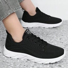 Men's Plus Size Casual Sports Shoes, New Breathable Mesh Fabric Comfortable Sneakers, Versatile Simple Design, Suitable For All Seasons