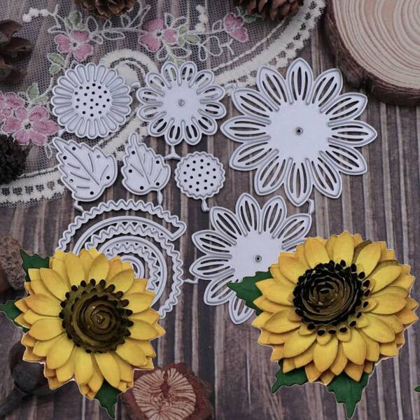 Recortes De Metal De Pétalos De Girasol Para Hacer Tarjetas, Plantilla De Artesanía De Álbum De Recortes Hechos A Mano, Cortadores De Flores 3d Para Álbum De Fotos