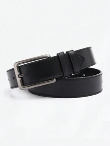 1 Thắt lưng Pu thời trang nam có khóa vuông, dây thắt lưng trang trí đa năng thông thường - màu đen - Xem 2