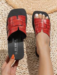 2024新款夏季時尚女款沙灘拖鞋涼鞋-舒適步行、增高鞋適用於海灘/旅遊 - 紅色 - 查看 7