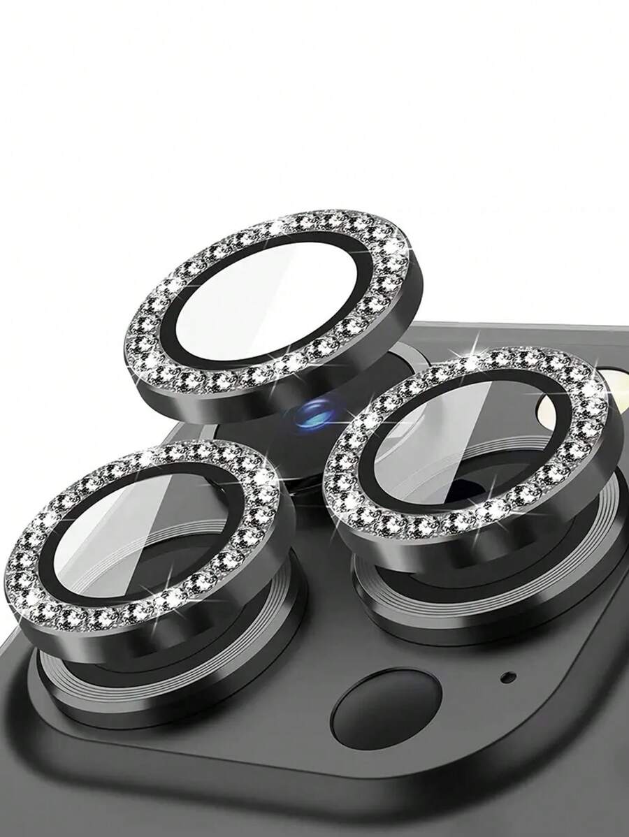 3片装相机镜头保护膜，带金属环，兼容 17/16/15/14/13/12/11 Pro Max，也适用于 11/12/13/14 Plus/14 Pro Max/15 Pro Max - 黑色 - 查看 1