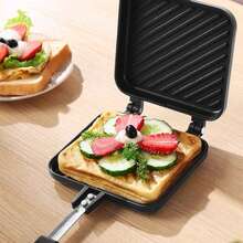 Sándwichera Universal De Hierro Desmontable Con Recubrimiento Antiadherente Resistente A Alta Temperatura, Molde Para Tostar Y Hacer Sándwiches Por Los Dos Lados Para Asar Y Tostar - Negro - Ver 1