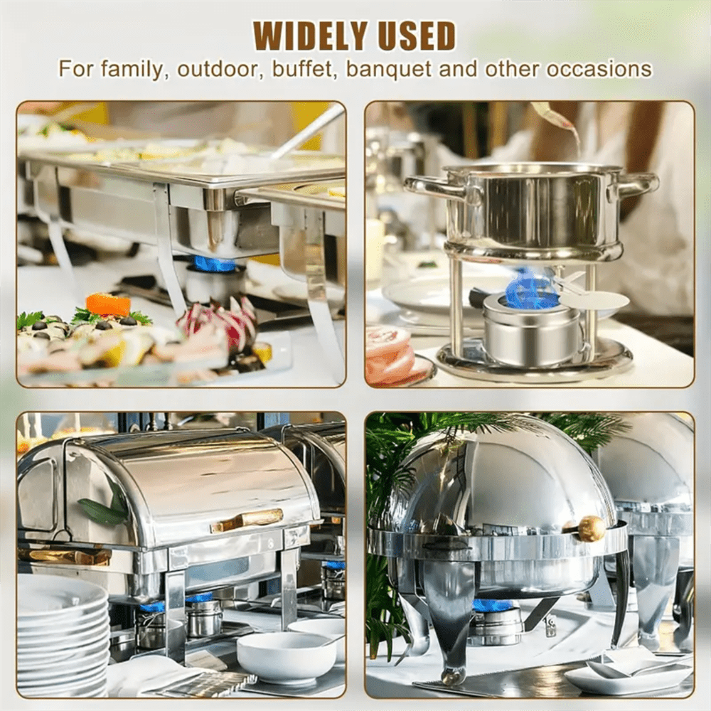 4Pack Stainless Steel Fuel Holders, Chafing Fuel Holders With Cover For Chafing Dishes, Fuel