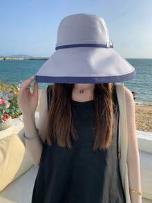 1款女士春夏新款遮陽帽,男女適用字母圖案漁夫帽,適用於購物、海灘度假、防曬、日常使用 - A - 查看 13