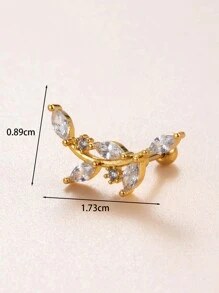 Toppiercing 1個極簡時尚銅&cubic Zirconia鑲嵌耳環,帶棒狀設計適用於軟骨穿孔 - 金黃色 - 查看 7