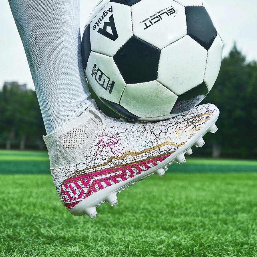 2024 Men's Ag Studs Football Training And Game Shoe For Natural Grass Ground, Ergonomic Design Anti-Collision Training Shoe For Team Sport, Kids Students Unisex Soccer Shoe - White - View 1
