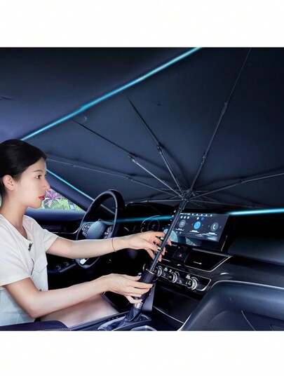 Umbrella Style Car Front Windshield Sun Shade Sun Visor Anti-Uv Folding Sunshade Heat Insulation Board 140*80cm