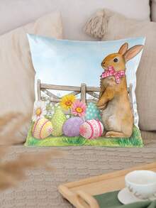 1个45*45厘米兔子造型抱枕套，创意派对家居装饰，柔软涤纶绒面材质，适用于房间、床、沙发装饰 - 彩色 - 查看 3