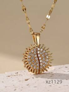 1 Miếng Của phụ nữ Đúng mốt Vàng 18K Màu sắc Thép không gỉ Vòng cổ dây  Với Khối Zirconia  Vật rủ xuống Đối với phụ nữ Đồ trang sức Buổi tiệc Quà tặng hẹn hò - Vàng - Xem 13