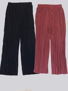 Conjunto de pantalones para dama holgados tela con brillos - Rosa Oxidada - Ver 2