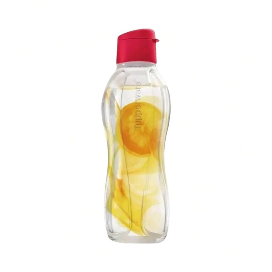 Botella Eco Twist 1 Litro Tupperware para agua y bebidas sin gas - transparente con tapa roja - Ver 1