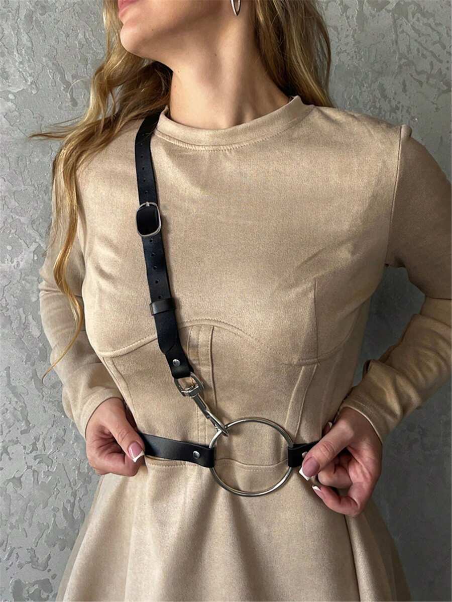 1 件装 女士胸背带 哥特式腰带 时尚配饰 背带 万圣节 - 黑色 - 查看 1