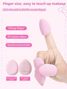 12pcs Makeup Tools Set: 3 Makeup Sponges For Liquid Makeup + 3 Triangle Powder Puffs For Loose Powder Setting Face Soft + 3 Finger Powder Puffs For Face Concealing Makeup + 3 Mini Makeup Sponges For Face Detail Concealing Foundation Liquid Concealer Application - Pink - View 3