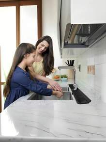 30英寸（約76.2厘米）水槽防濺墊，矽膠水龍頭滴水過濾器托盤，延伸矽膠水槽墊用於廚房浴室，防潑防滴