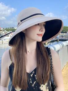 1款女士春夏新款遮陽帽,男女適用字母圖案漁夫帽,適用於購物、海灘度假、防曬、日常使用 - A - 查看 19