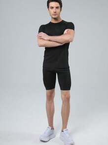 Quần đùi thể thao tập luyện chạy bộ co giãn thấm mồ hôi nhanh khô kiểu Boyfriend dành cho nam - màu đen - Xem 2