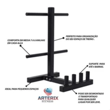 Suporte Organizador Profissional Para 4 Barras e até 300kg de anilha - Preto - Visão 2