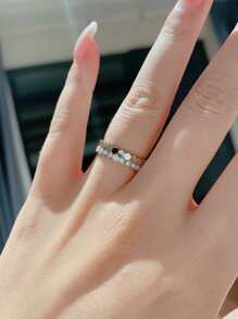 1 件蜂巢戒指女士珠宝 925 纯银精致时尚单戒指精美珠宝适合女孩约会生日礼物 - 滿鑽蜂巢戒指 - 查看 9