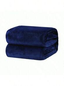 Una Pieza De Manta Polar De Franela Gris Claro Sólido, Estilo Moderno Y Simple, Fibra De Poliéster Flanela Suave, Cómodo, Cálido, Portátil, Cubierta De Manta Universal Para Cuatro Estaciones Adecuada Para Sala De Estar, Uso En Hogar, Automóvil Y Mascotas - Azul Marino - Ver 2