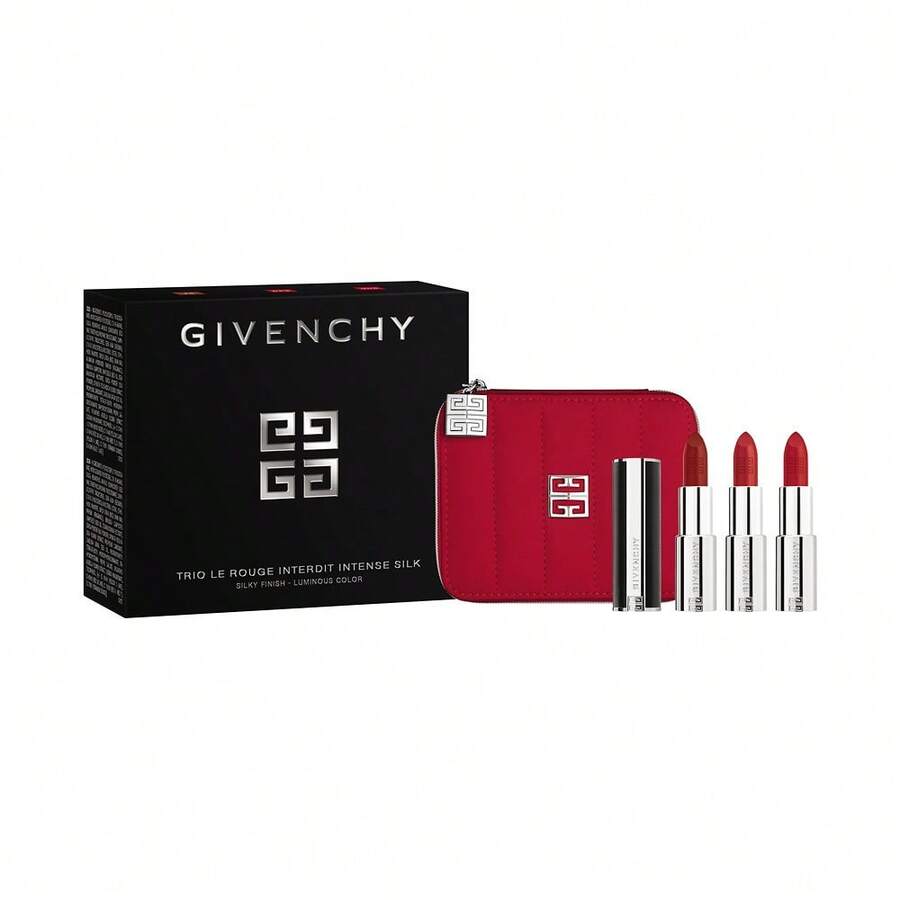 Givenchy MAKE LRI INTENSE SILK TRIO,N333,N306,N37,+ POUCH MATTE LIPSTICKS,LONG LASTING AND MOISTURIZED .12OZ /3.4g*3 - Đỏ - Xem 1