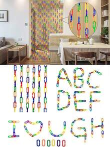 100pcs Parrot Educational Plastic Chain Link Clips, Diy Rainbow C-Shaped Clasps For Hanging Toys - Multicolor - View 5