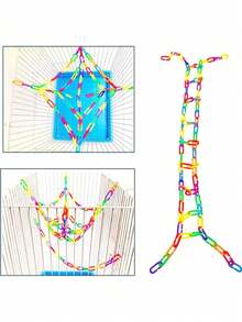 100pcs Parrot Educational Plastic Chain Link Clips, Diy Rainbow C-Shaped Clasps For Hanging Toys - Multicolor - View 4