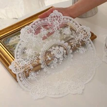 4 Pièces Napperons En Dentelle Ronds Pour La Décoration De Table Dans La Chambre À Coucher, La Salle À Manger, Le Salon Etc, Convient Comme Dessous De Verre / Table De Chevet / Tapis De Lampe / Bougie / Miroir / Vase / Café