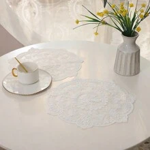 4 Pièces Napperons En Dentelle Ronds Pour La Décoration De Table Dans La Chambre À Coucher, La Salle À Manger, Le Salon Etc, Convient Comme Dessous De Verre / Table De Chevet / Tapis De Lampe / Bougie / Miroir / Vase / Café