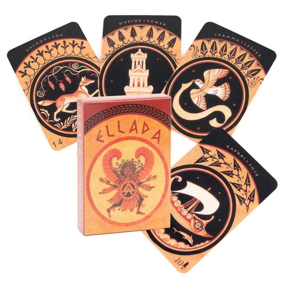 Vintage Greek Lenormand Deck With Unique Style And Traditional System, Divination Cards - Yellow - View 1