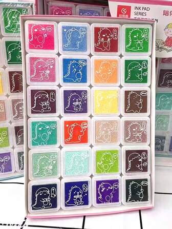 24/12 Couleur Pigment De Peinture D'empreintes Digitales Avec Tampon D'encre Pour Ensemble De Peinture Diy, Encre Lavable Pour Dessins Et Gribouillages