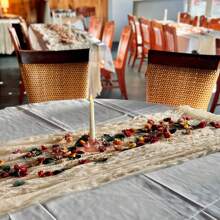 1pc Rectangle Table Runner, Cheese Cloth Table Runner, Bohemian Gauze Cheese Cloth Tablecloth,Transparent Rurual Tablecloth, Suitable For Wedding, Bridal Shower, Baby Shower, Birthday, Or Holiday Party Cake Table Decor, Romantic Banquet Table Decoration Tulle Table Runner 180*90cm, 300*90cm, 400*90cm - Pink - View 2