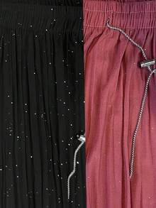 Conjunto de pantalones para dama holgados tela con brillos - Rosa Oxidada - Ver 3