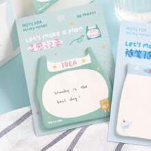 1pc Unique Shaped Sticky Note For Let's Start Planning Series, Macaron Color Scheme, Girl Heart Style, Student Notebook Memo Message Note - Cadet Blue - View 1
